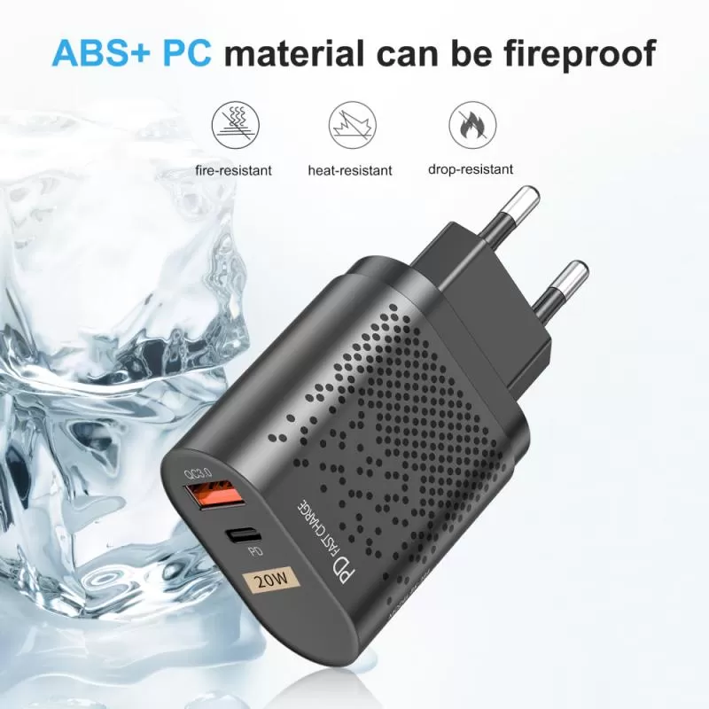 Universal BK-384 20W PD Quick Charger 3.0 USB/Type C Wall Charger - image 1