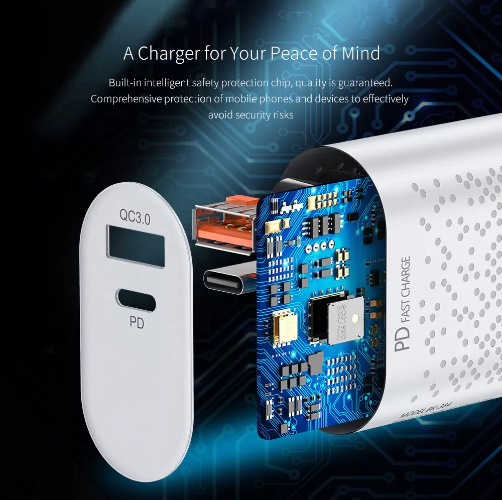 Universal BK-384 20W PD Quick Charger 3.0 USB/Type C Wall Charger - image 8