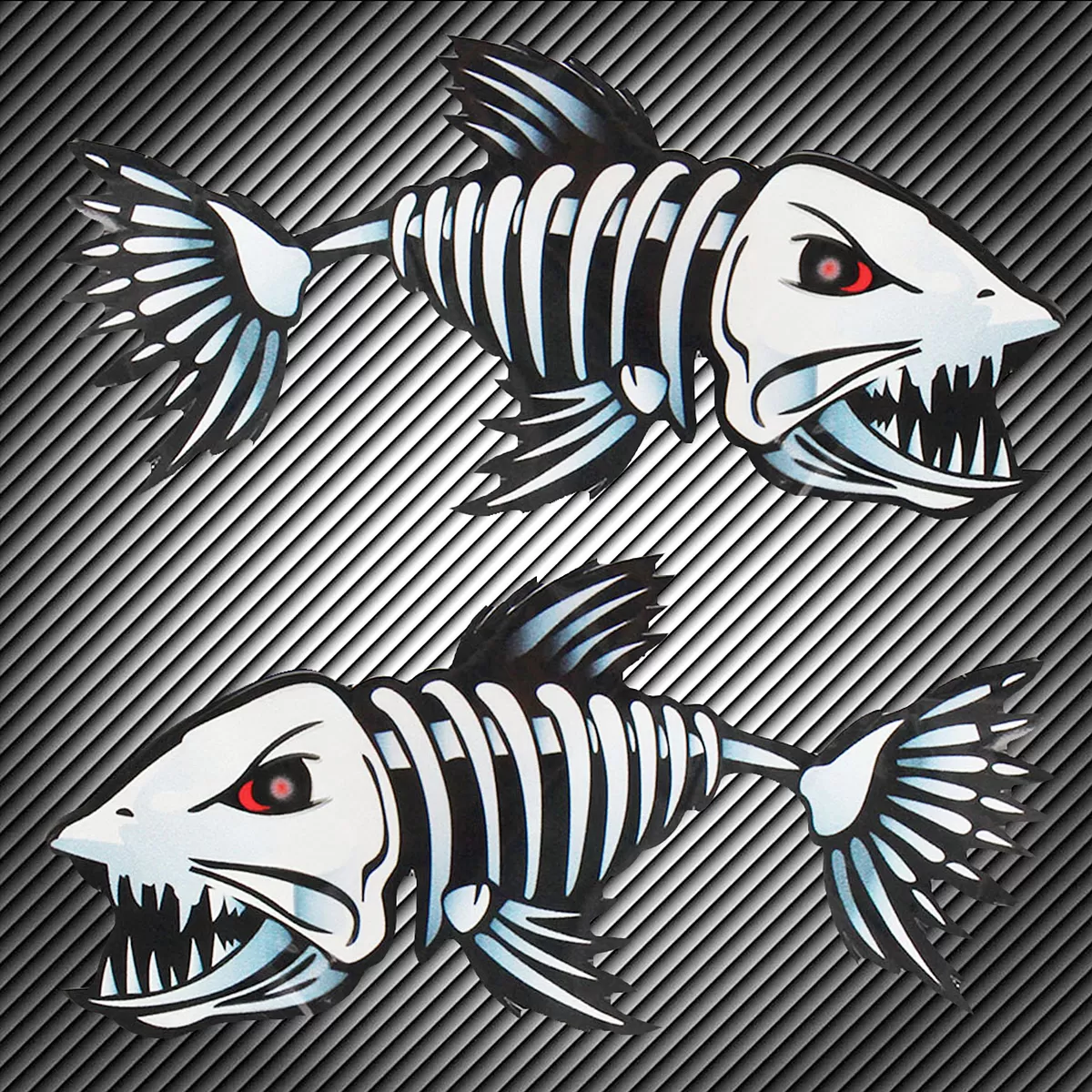 World Famous Fish Art 2x Skelton Fisch Tuning Aufkleber