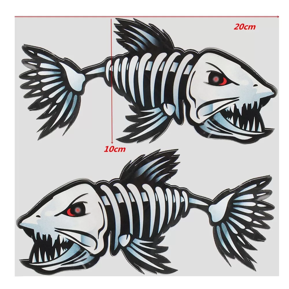 World Famous Fish Art 2x Skelton Fisch Tuning Aufkleber - image 2