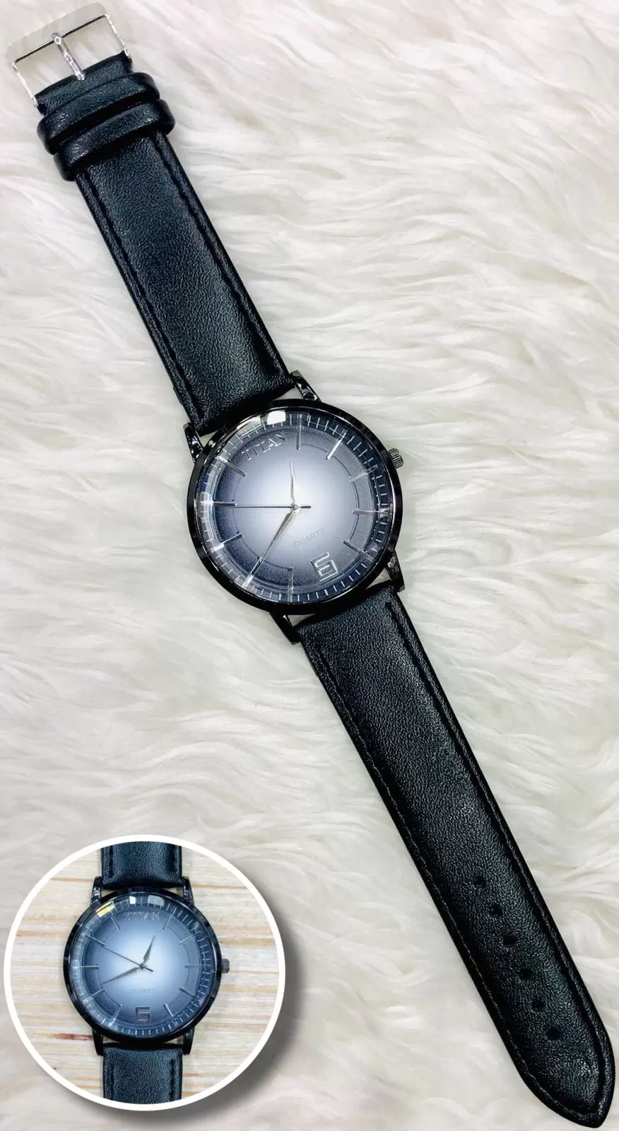 Black Mens Leather Belt Watch