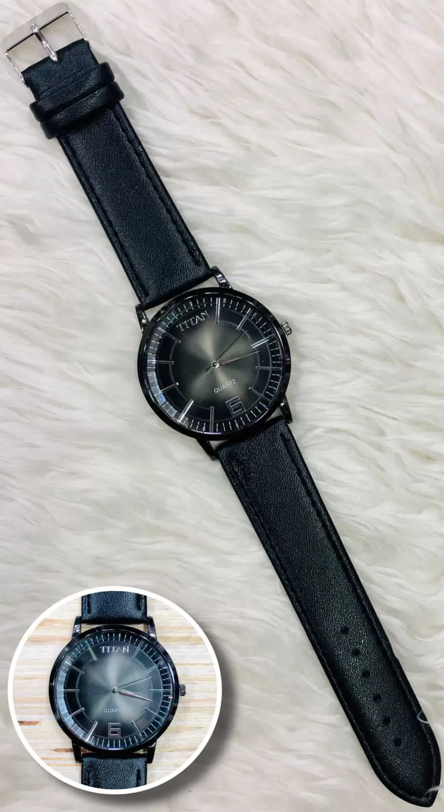 black Mens Leather Belt Watch