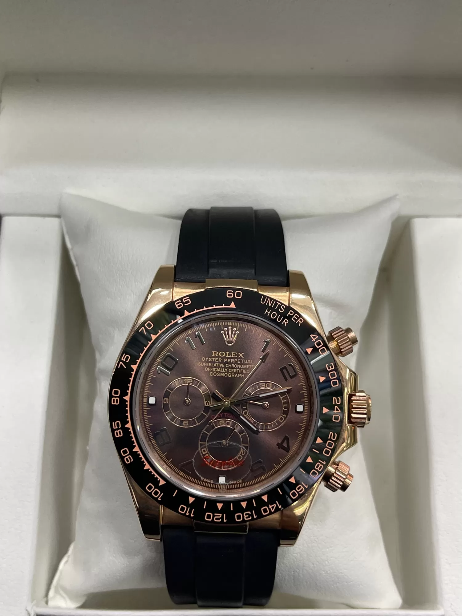 Black Rolex Rose Gold Automatic Watch