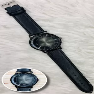 black Mens Leather Belt Watch