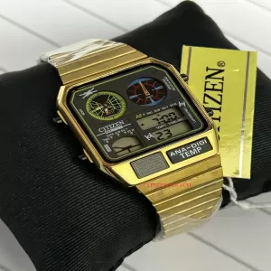 Gold ANA-DIGI TEMP CITIZEN CASUAL MENS WATCH