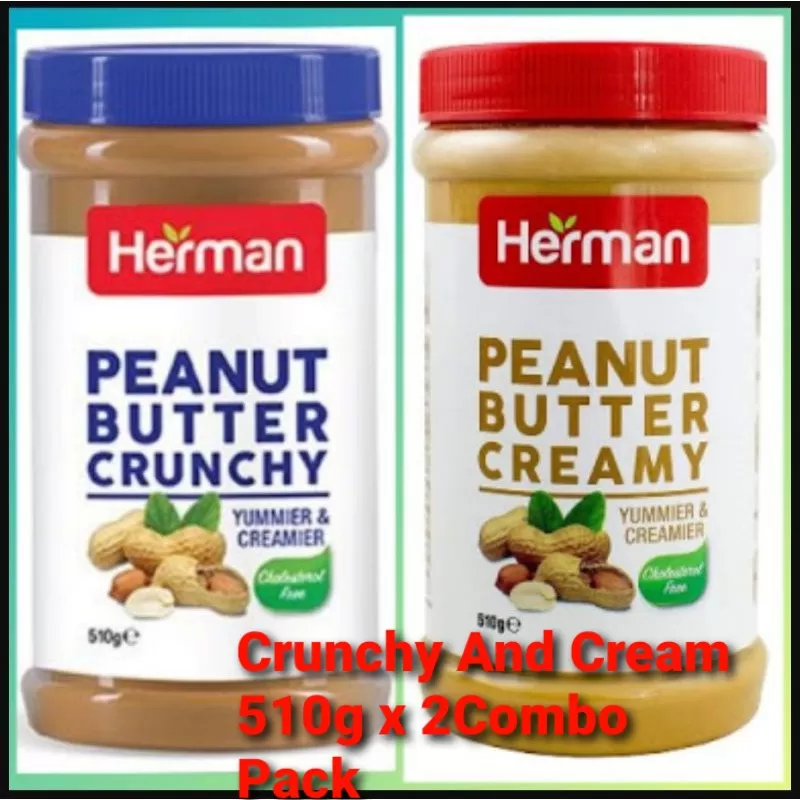 Herman Peanut Butter Crunchy Creamy Biscuit Spread 510g