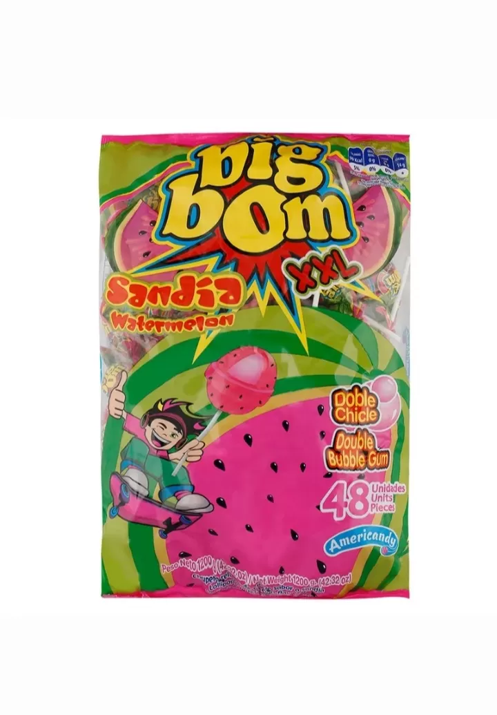 Americandy Big Bom XXL Sandia Watermelon Lollipops 48Pcs