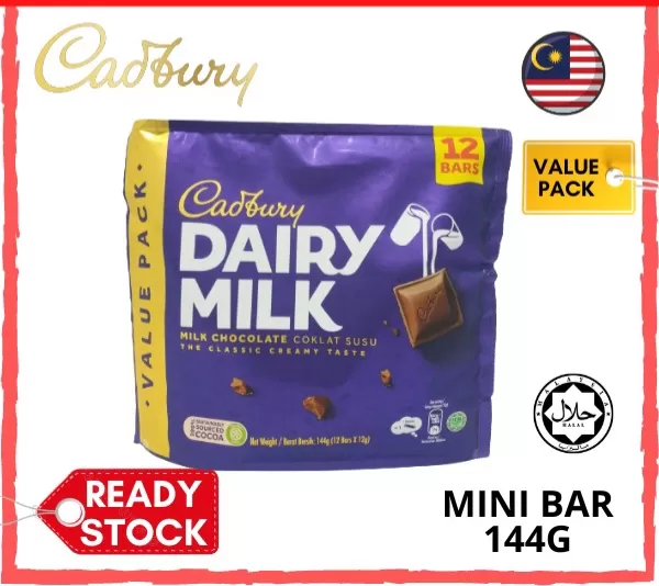 Cadbury Dairy Milk Chocolate 12 Mini Bar Share Bag 144G