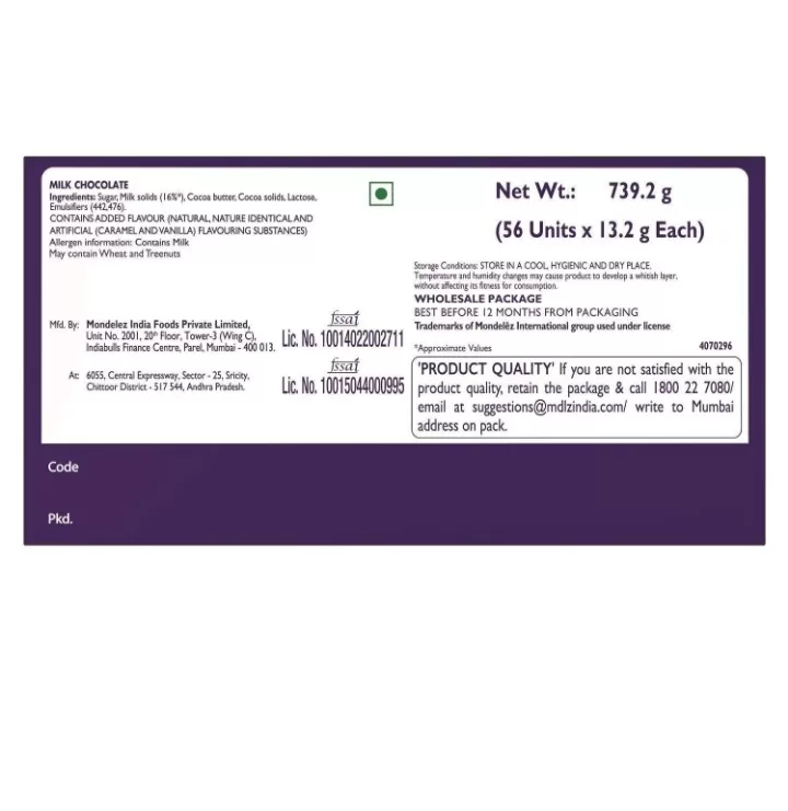 Cadbury Dairy Milk Chocolate Bar 56-Pack 739.2g - image 6