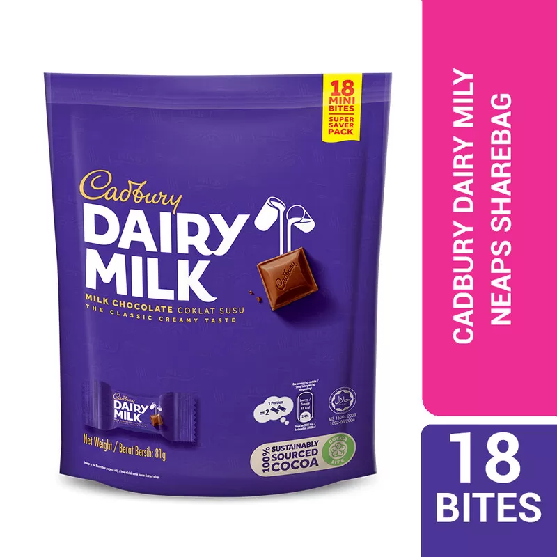 Cadbury Dairy Milk Chocolate Neaps Doybag Sharebag