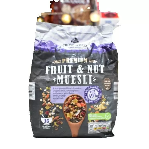 Crownfield Muesli Fruit & Nut 750G Oats UK 45% Dried Fruit