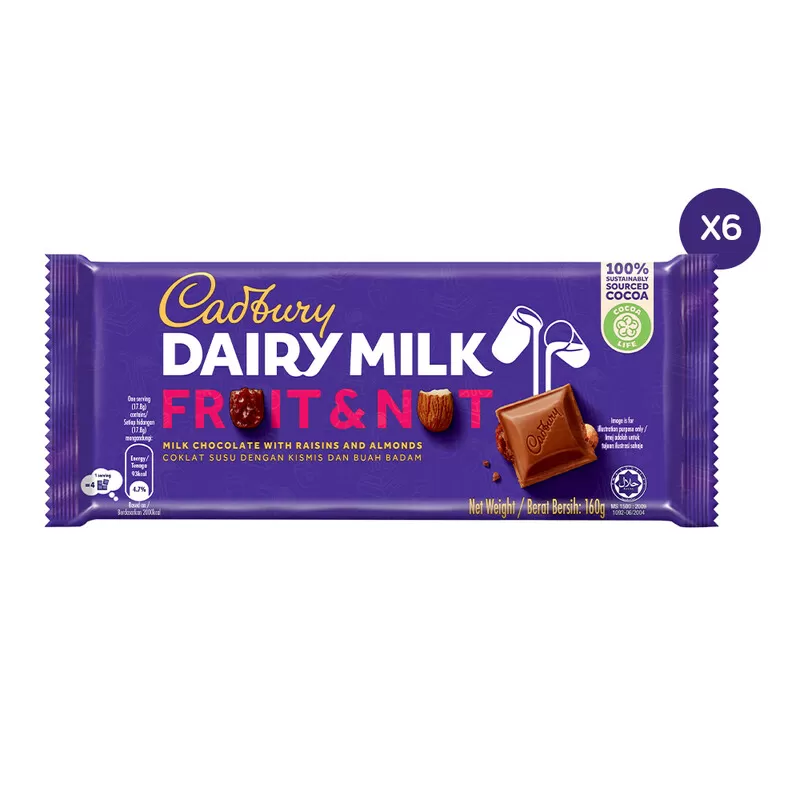 Cadbury Dairy Milk Fruit & Nut 160g X6PCS