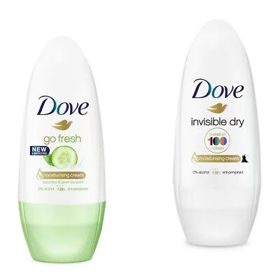 Dove Deo Roll On Go Fresh Cucumber & GT + Invisi Dry Cream Combo