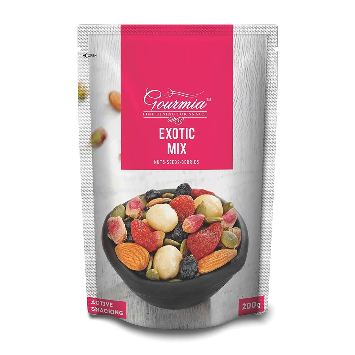 Gourmia Exotic Mix Nuts Seeds Berries Active Snacking 200g - image 2