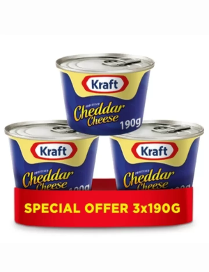 Kraft Processed Cheddar Cheese 190g x 3Pcs