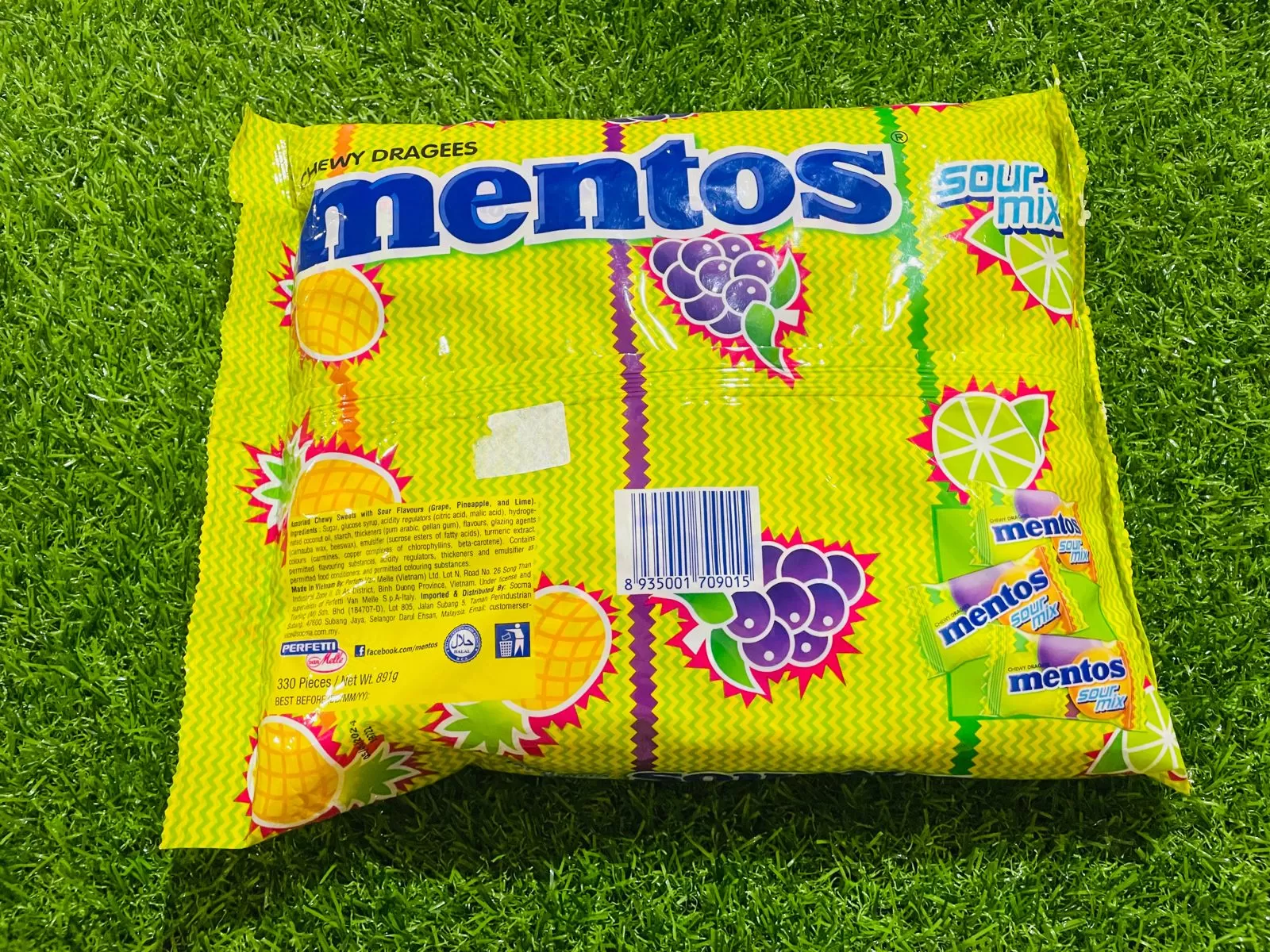 Mentos Sour Mix Flavor Chew Dragees Toffees 891g Pack (330Pcs) - image 2