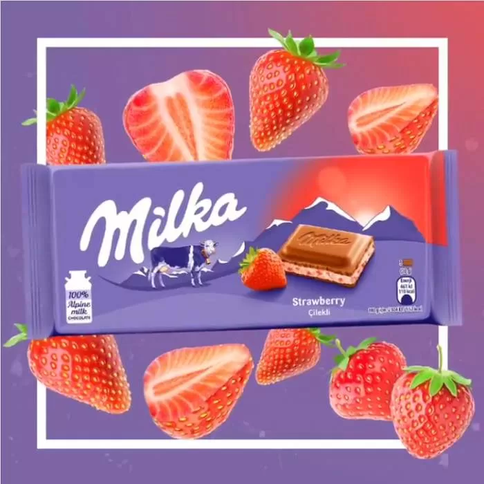 Milka Strawberry Chocolate Bar 100g - image 2