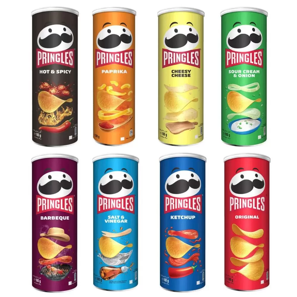 Pringles 165g Pack of 8 Cans - 8 Assorted Flavours combo