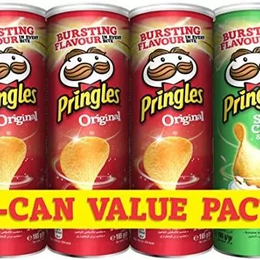 Pringles Original & Sour Cream Onion Chips 4-Pack