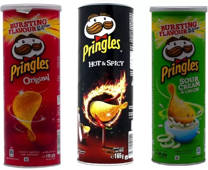 Pringles Potato Crisps Hot Spicy Original + Sour Cream Onion