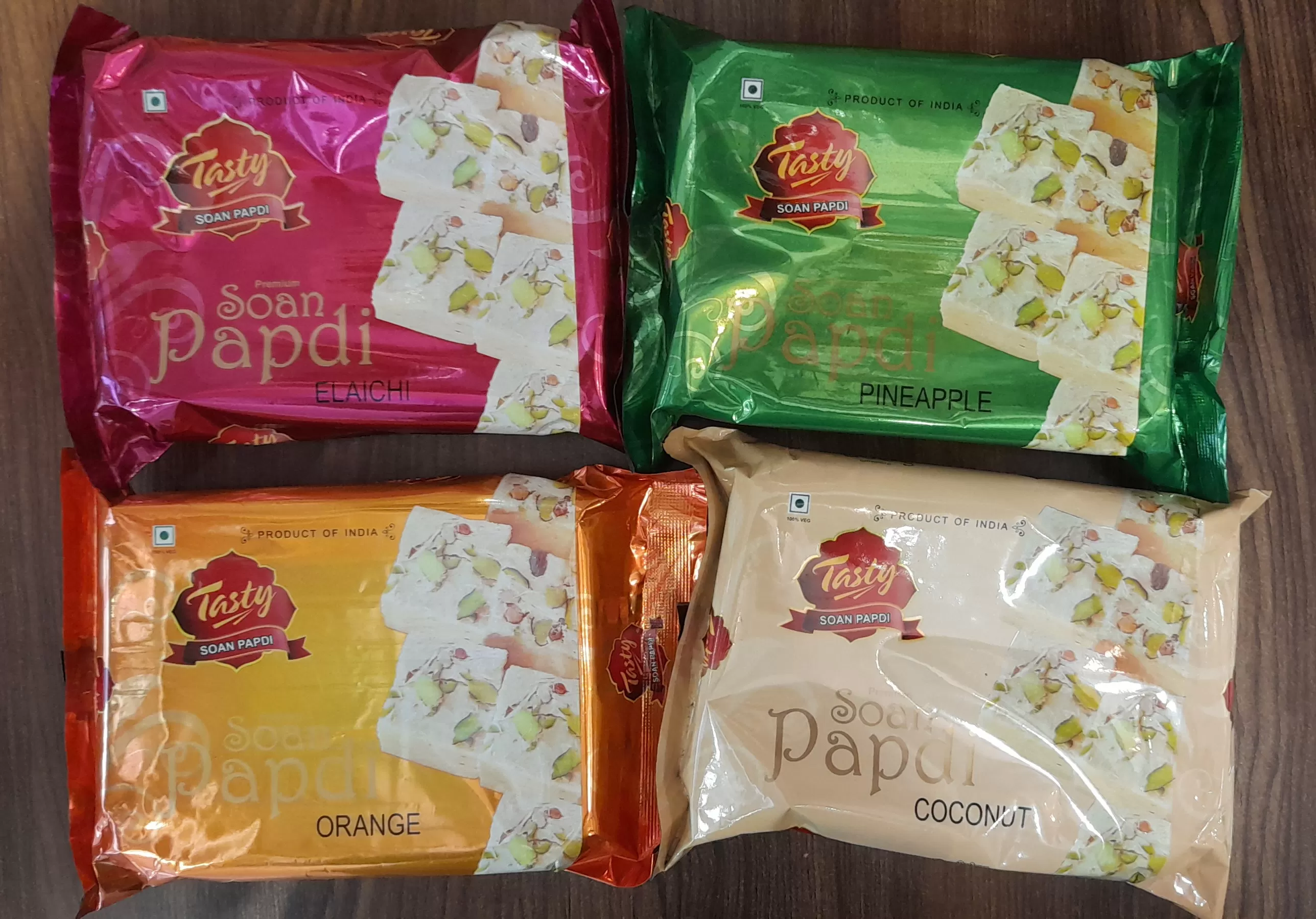 Soan Papdi Cardamom Pineapple Orange Coconut 200g x 4Pcs