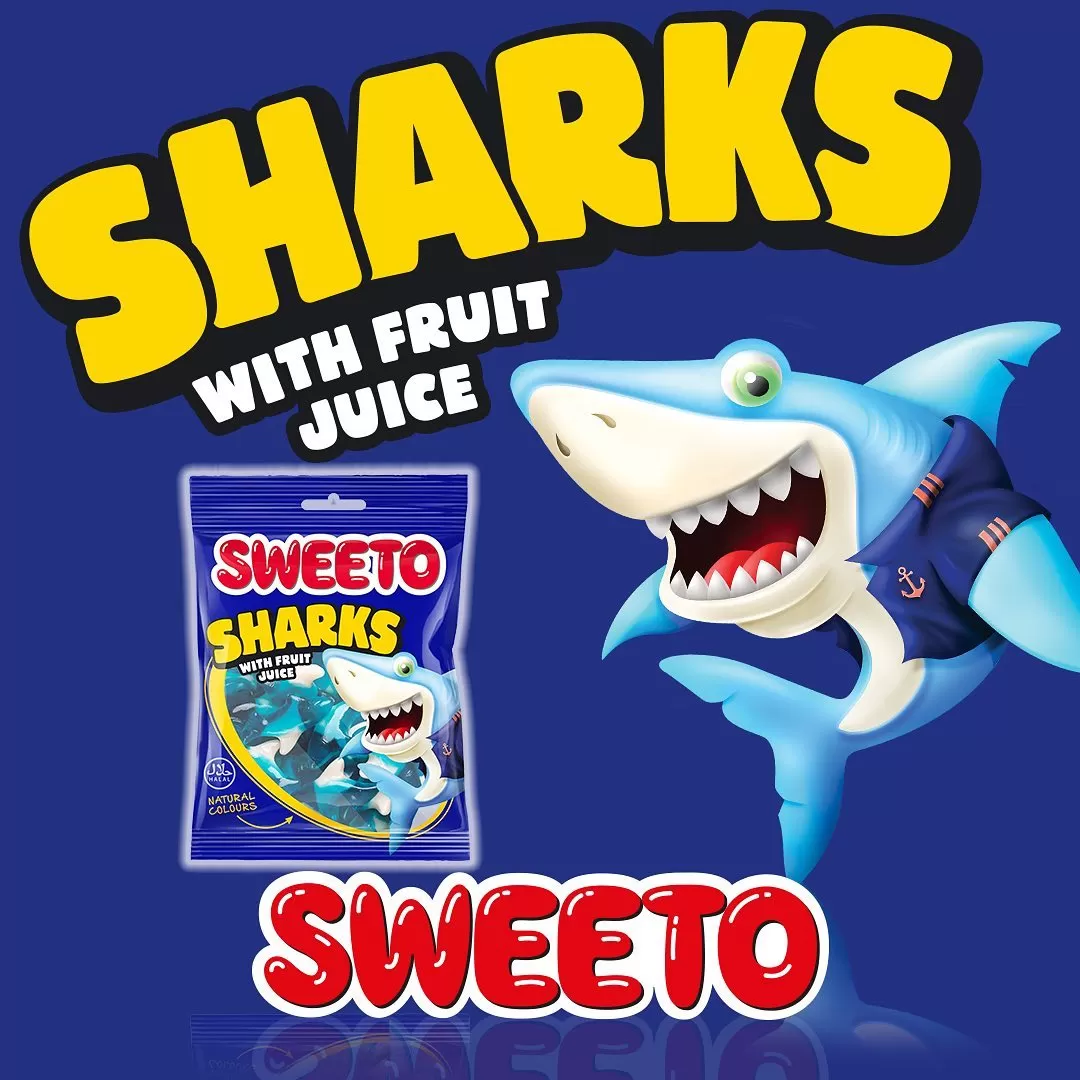 Sweeto SHARKS Gummy Candy with Fruit Juice