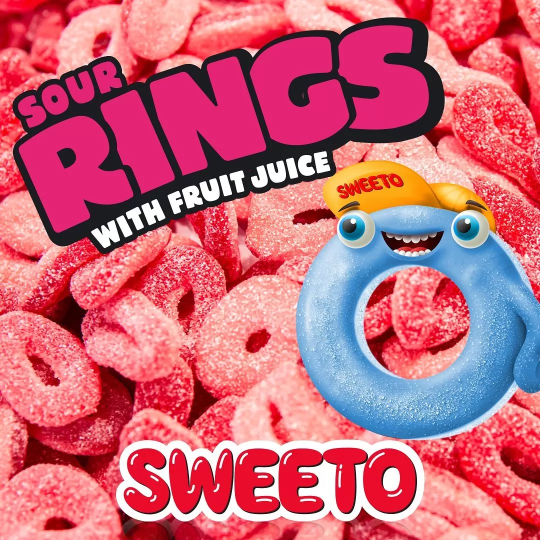 Sweeto SOUR RINGS Fruit Juice Gummy Candy 80g - image 2