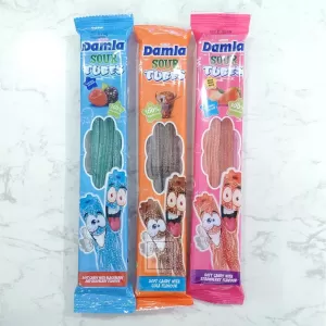 Damla Sour Tubes Soft Candy Gummy Cola, Blackberry & Raspb