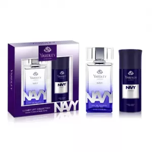 Yarrdley London Navy EDT & Body Spray Gift Set for Men