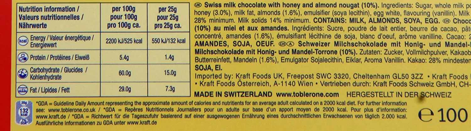 Toblerone Milk Chocolate 100g x 20Pcs Pack - image 2