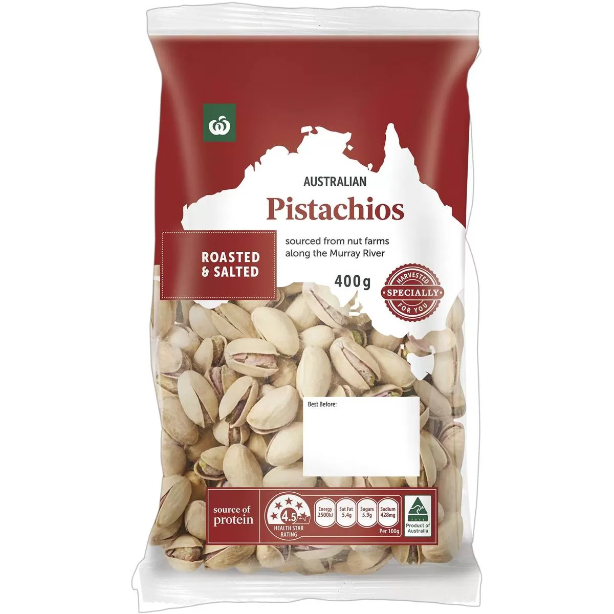 Woolworths Pistachio Nuts Roasted & Salted 400g