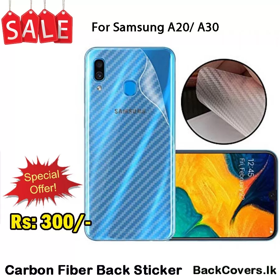 Samsung A20 A30 Clear Carbon Fiber Pattern Back Film