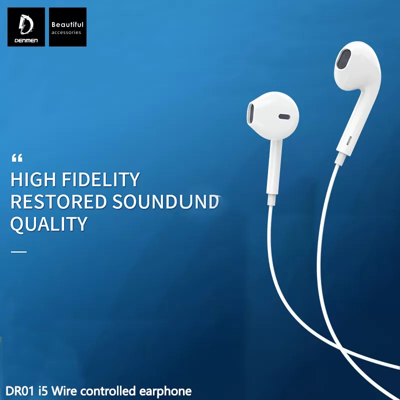 Denmen DR01 3.5mm Wired Headphones White
