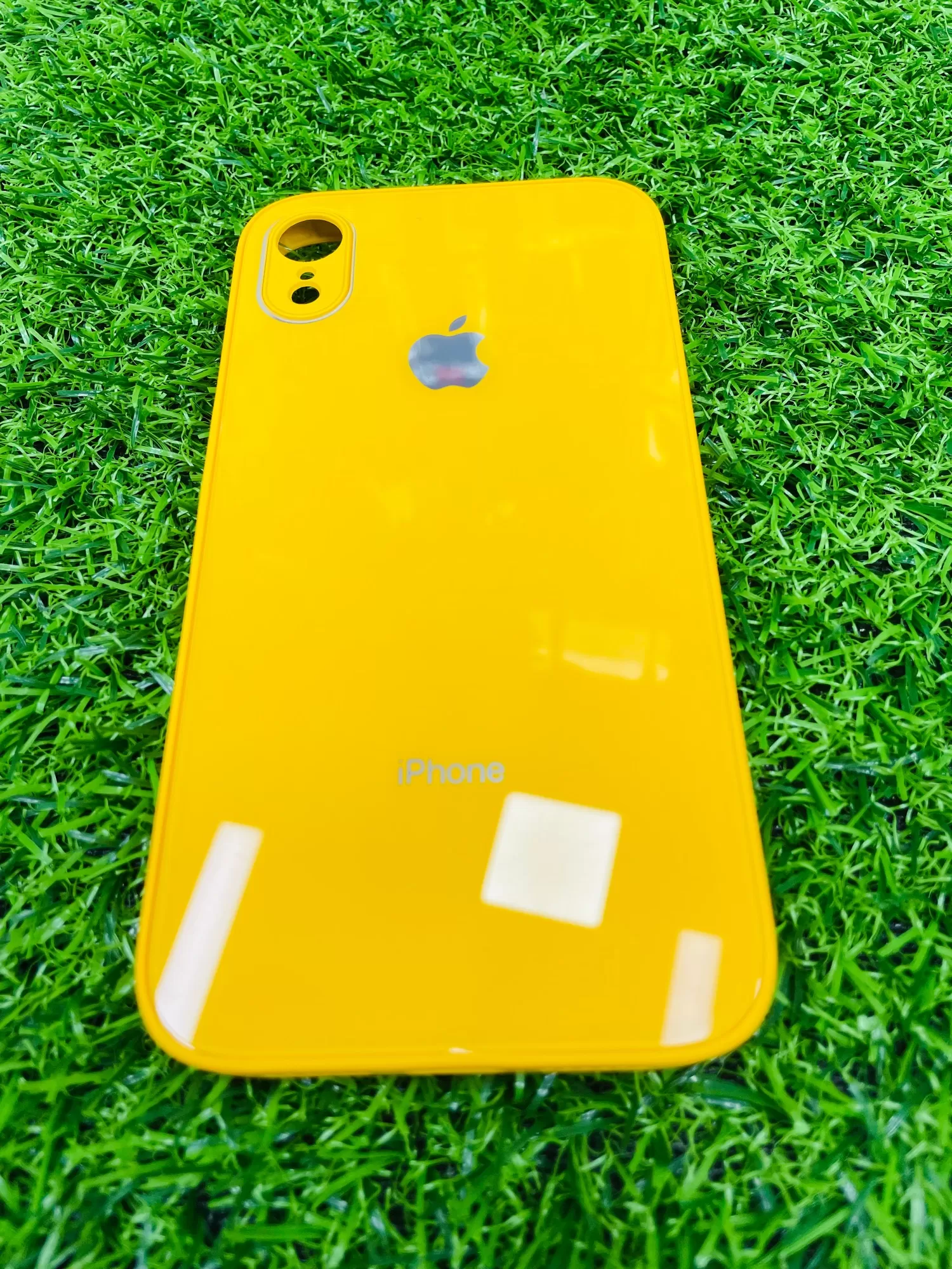 iPhone XR Yellow Glass Back Cover