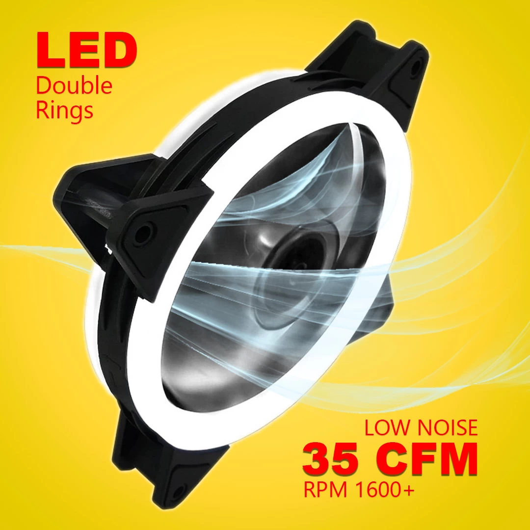 Generic 120mm RGB Cooling Fan Double Ring LED - image 1