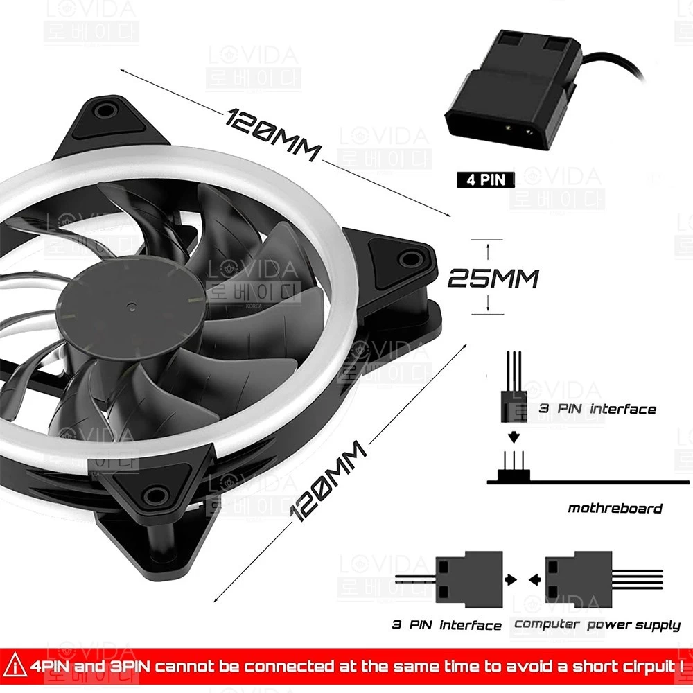 Generic 120mm RGB Cooling Fan Double Ring LED - image 3