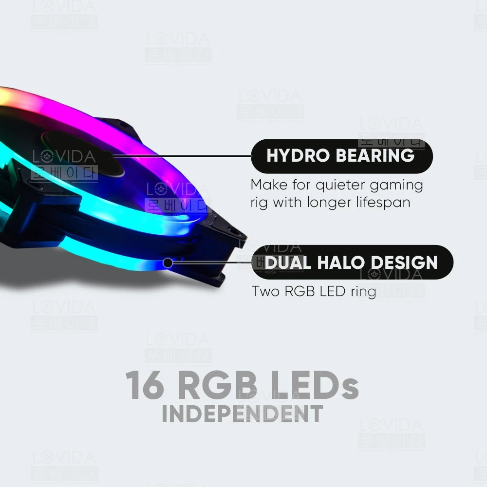 Generic 120mm RGB Cooling Fan Double Ring LED - image 4