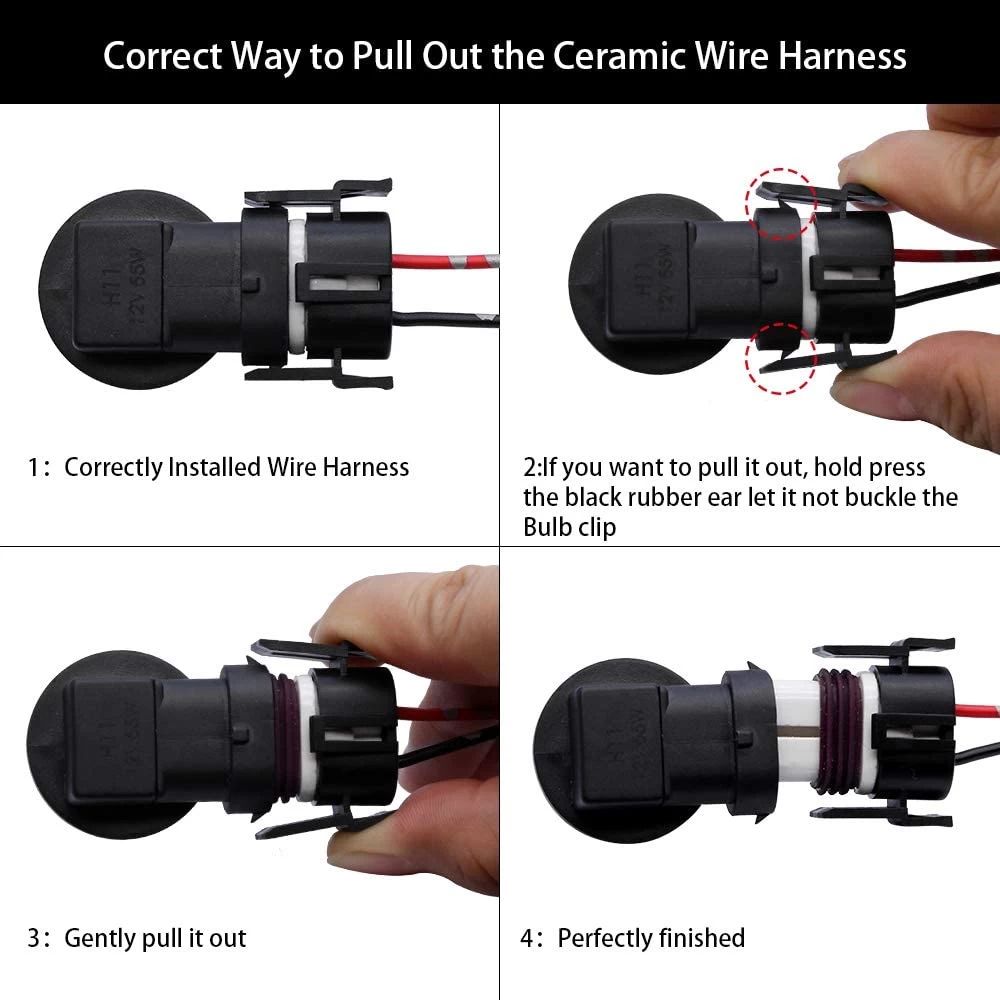 Generic H11 Ceramic Socket Wiring Harness Connector - image 3