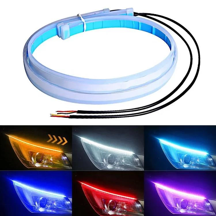 Generic DRL 12V Car LED Strip 30 cm White Yellow - image 2
