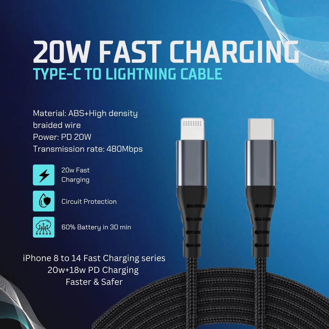 SMILE BIRD Type C to Lightning Cable 20W Fast Charging