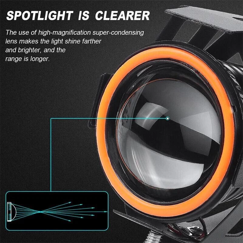 Generic U7 Mini Red Ring Fog Light for Motorcycle Car Van - image 2