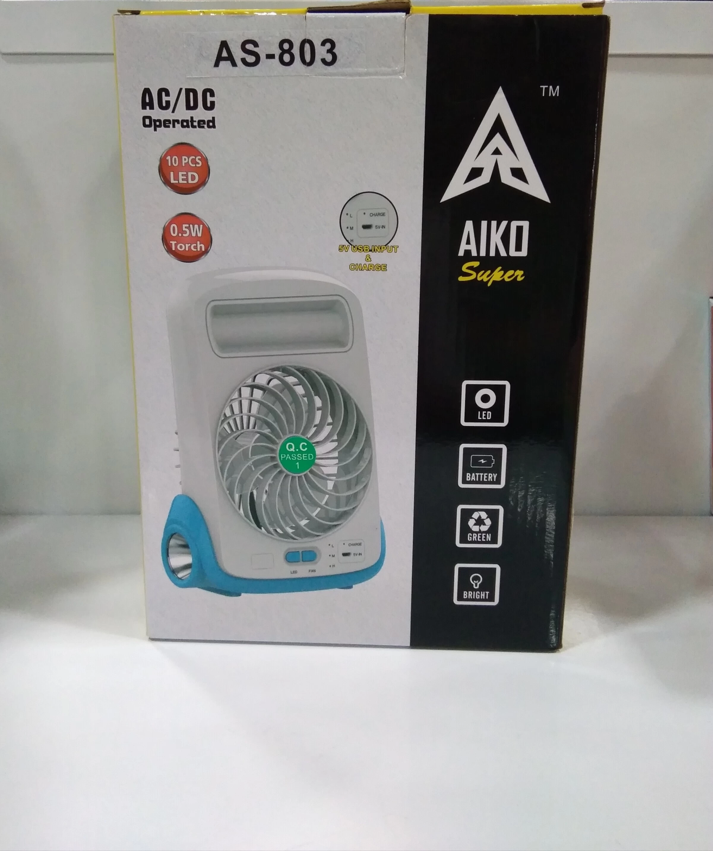 Aiko AS-803 Rechargeable Mini Fan and Lamp - image 2