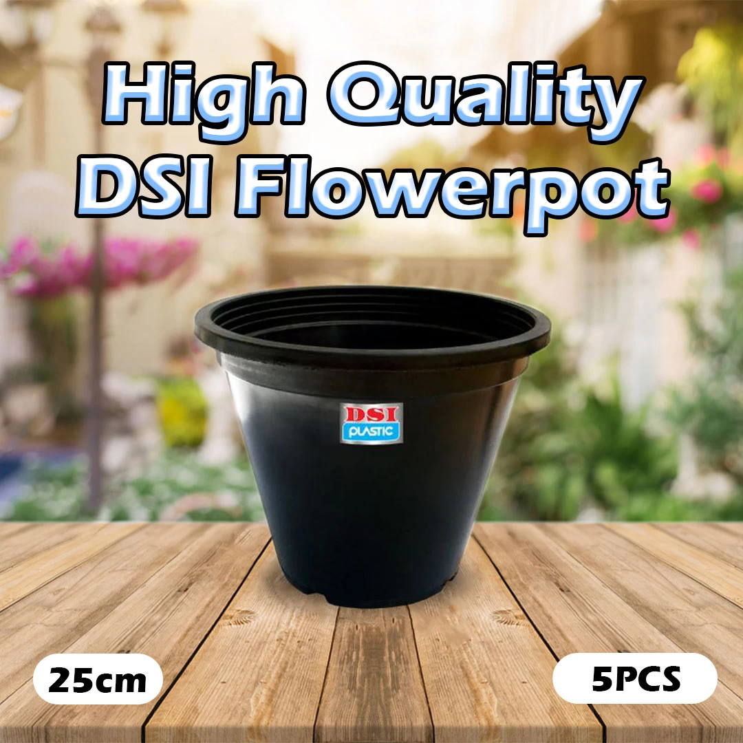 Generic Flowerpot 25cm Black 5 PCS