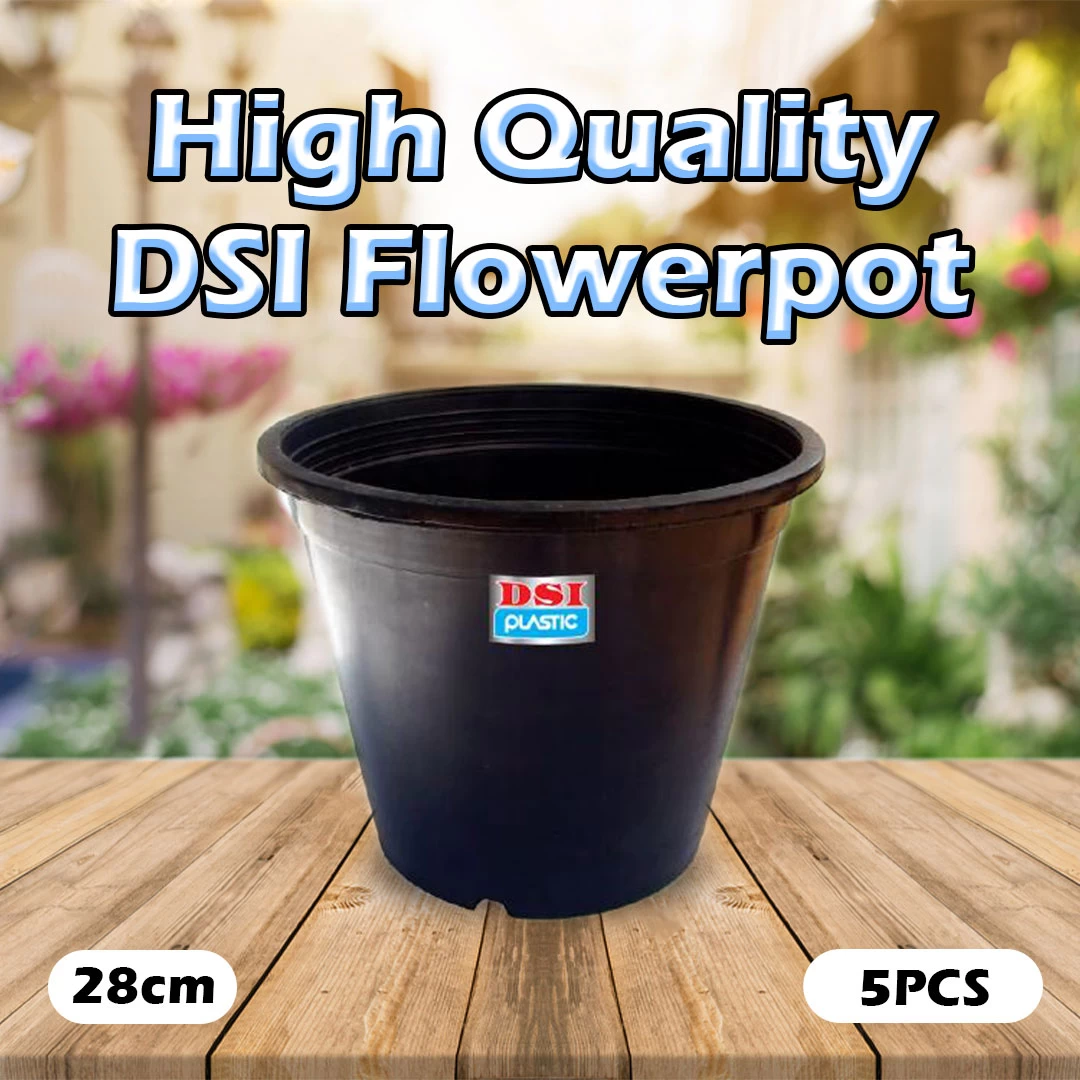 Generic Flowerpot High Quality 28.5cm Black 5 PCS