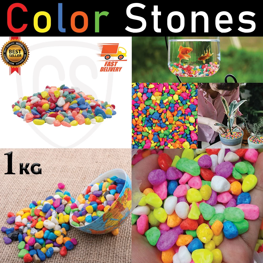 Generic 1kg Multi color Fish Tank Pebbles