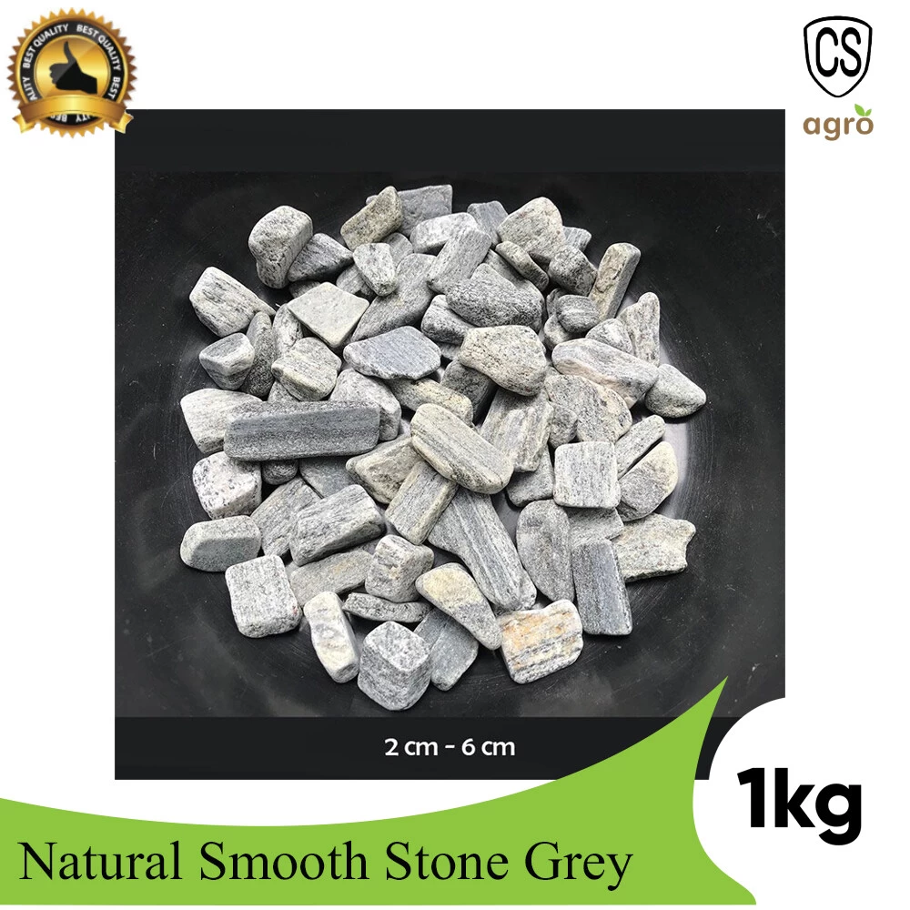 Generic Smooth Stones Grey Color Garden Decoration 1Kg