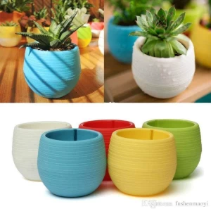 Generic Table Ball Pot Green Plastic Flower Pot