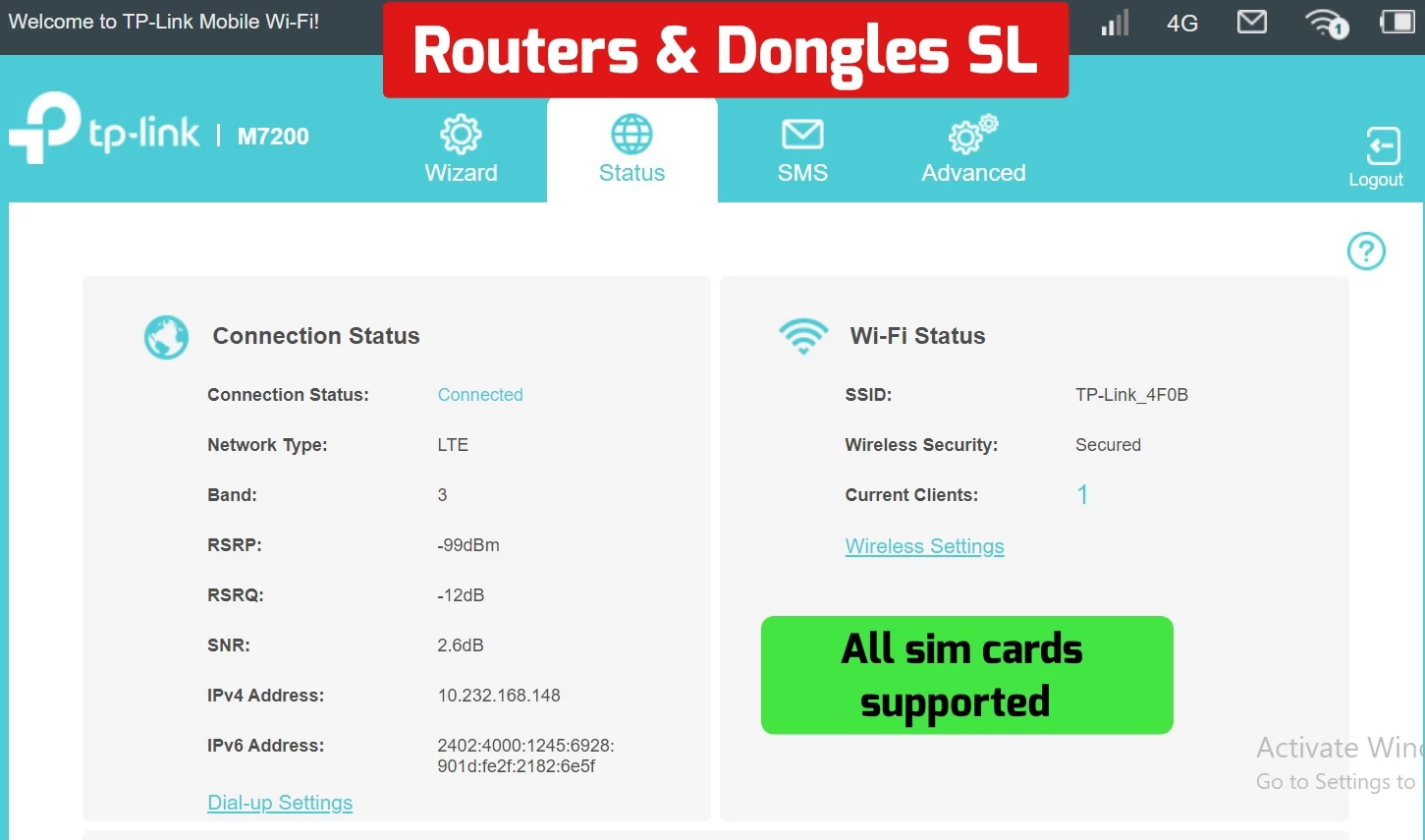 Unlock 4G LTE All Sim Support Wifi Router TP-Link M7200 - image 5