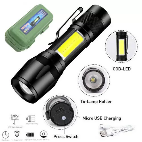 Generic Mini LED Flashlight COB Reader Lamp Zoomable - image 2