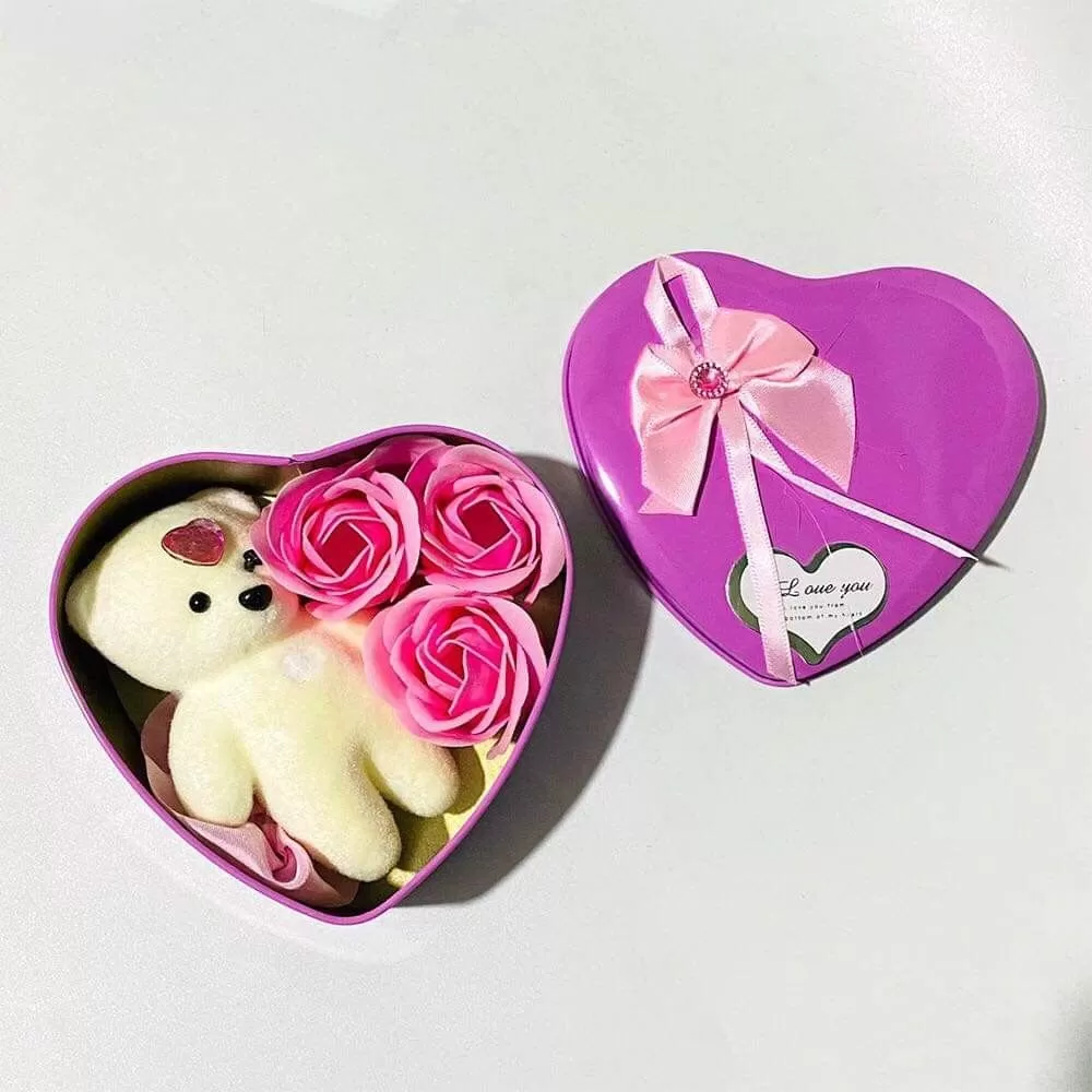 Gift Sense Lovely Gift Box with Flowers & Teddy Bear